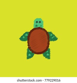 Sea turtle icon. Vector illustration in Hatching style
