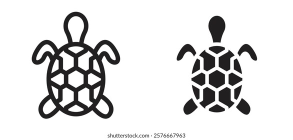 Sea turtle icons in outline and stroke versions