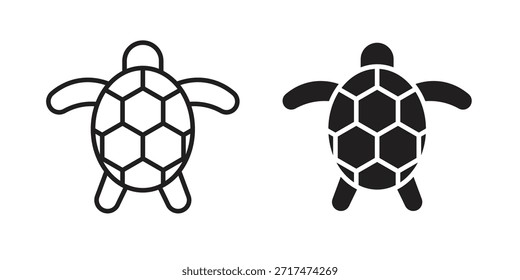 Sea turtle icons. Pixel perfect. Vector outline icon. Flat logo concept.