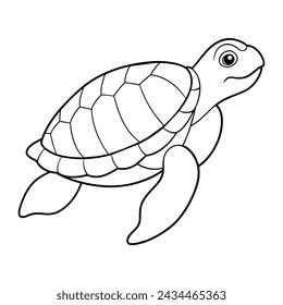 Sea Turtle illustration coloring page for kids