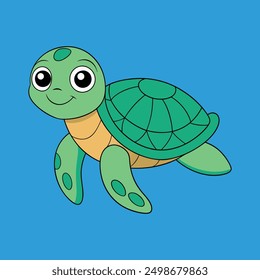 Sea Turtle Illustration - Cute and Detailed Marine Turtle Vector Art