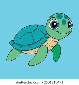 Sea Turtle Illustration - Cute and Detailed Marine Turtle Vector Art