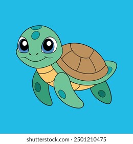 Sea Turtle Illustration - Cute and Detailed Marine Turtle Vector Art