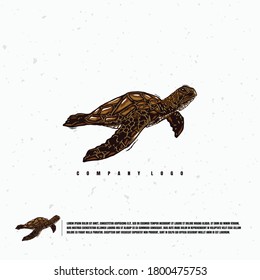 Sea Turtle illustration logo premium vector