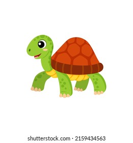 Sea turtle isolated marine animal cartoon character. Vector reptilian cute aquatic personage, smiling reptile, turtle mascot cute reptile side view. Nautical tortoise with comic face, aquarium pet