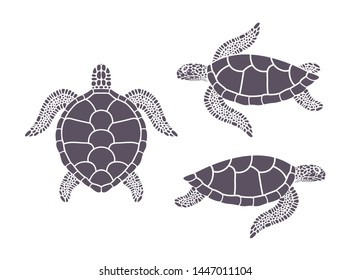 Sea turtle. Isolated turtle on white background. Reptile. EPS 10. Vector illustration



