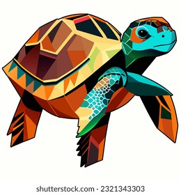 sea turtle isolated on white background. Vector illustration.