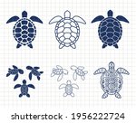 Sea turtle isolated. Summer clip art. Ocean life. Silhouette vector flat illustration. Cutting file. Suitable for cutting software. Cricut, Silhouette