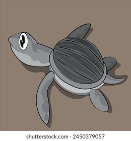 Sea Turtle Leatherback Cartoon Vector Illustration.