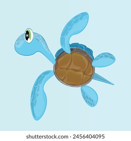 Sea Turtle Leatherback Cartoon Vector Illustration.