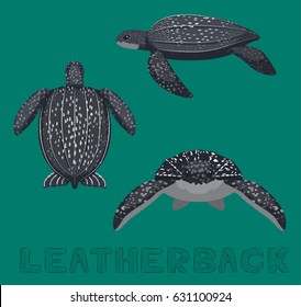 Sea Turtle Leatherback Cartoon Vector Illustration