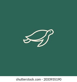 Sea Turtle Line Art. Simple Minimalist Logo Design Inspiration. Vector Illustration.