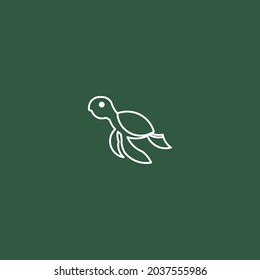 Arte De Línea De Tortuga Marítima. Inspiración Simple De Diseño Con Logo Minimalista. Ilustración vectorial.