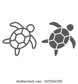 Sea turtle line and glyph icon, animal and underwater, aquatic sign vector graphics, a linear pattern on a white background, eps 10.