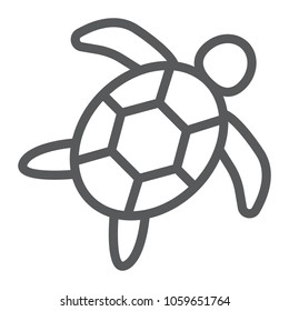 Sea turtle line icon, animal and underwater, aquatic sign vector graphics, a linear pattern on a white background, eps 10.