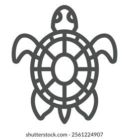 Sea turtle line icon, animals and wildlife concept. Vector graphics. Tortoise animal sign on white background, outline style icon for mobile or web design