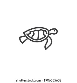 Sea turtle line icon. linear style sign for mobile concept and web design. Chelonia mydas outline vector icon. Symbol, logo illustration. Vector graphics