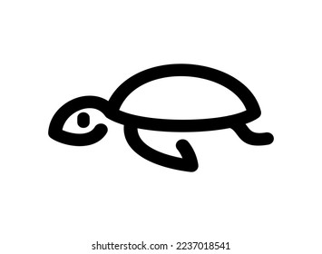 Sea turtle linear symbol icon. Sea animal line sign