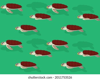 Sea Turtle Loggerhead Character Vector Seamless Wallpaper