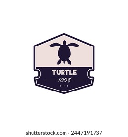 Sea turtle logo in dark color. Illustration depicting a vector flat icon with a sea turtle and space for text, ideal for themed iconography on an isolated basis.