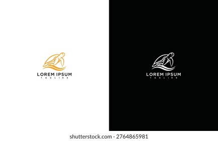 Sea Turtle Logo Design - Orange and White on Black and White Backgrounds