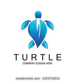 Sea Turtle Logo Design Protected Amphibian Marine Animal Icon Illustration, Vector Brand Corporate Identity