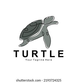 Sea Turtle Logo Design Protected Amphibian Marine Animal Icon Illustration, Vector Brand Corporate Identity