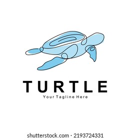 Sea Turtle Logo Design Protected Amphibian Marine Animal Icon Illustration, Vector Brand Corporate Identity