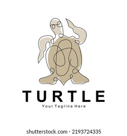 Sea Turtle Logo Design Protected Amphibian Marine Animal Icon Illustration, Vector Brand Corporate Identity