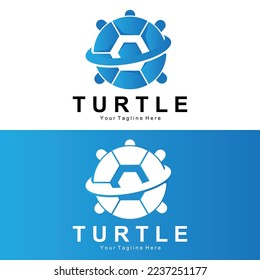 Sea Turtle Logo Design Protected Amphibian Marine Animal Icon Illustration, Vector Brand Corporate Identity