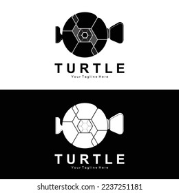 Sea Turtle Logo Design Protected Amphibian Marine Animal Icon Illustration, Vector Brand Corporate Identity