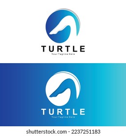 Sea Turtle Logo Design Protected Amphibian Marine Animal Icon Illustration, Vector Brand Corporate Identity