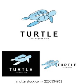 Sea Turtle Logo Design Protected Amphibian Marine Animal Icon Illustration, Vector Brand Corporate Identity