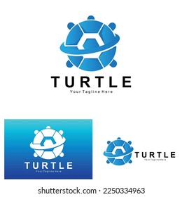 Sea Turtle Logo Design Protected Amphibian Marine Animal Icon Illustration, Vector Brand Corporate Identity