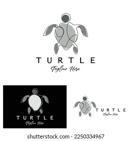 Sea Turtle Logo Design Protected Amphibian Marine Animal Icon Illustration, Vector Brand Corporate Identity