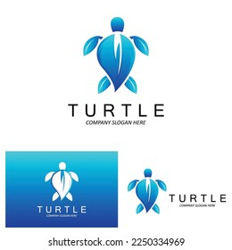 Sea Turtle Logo Design Protected Amphibian Marine Animal Icon Illustration, Vector Brand Corporate Identity