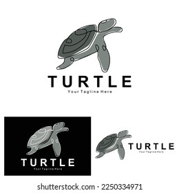 Sea Turtle Logo Design Protected Amphibian Marine Animal Icon Illustration, Vector Brand Corporate Identity