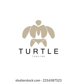 Sea Turtle Logo Design Protected Amphibian Marine Animal Icon Illustration, Vector Brand Corporate Identity