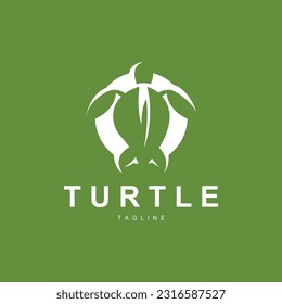 Sea Turtle Logo Design Protected Amphibian Marine Animal Icon Illustration, Vector Brand Corporate Identity