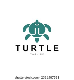 Sea Turtle Logo Design Protected Amphibian Marine Animal Icon Illustration, Vector Brand Corporate Identity