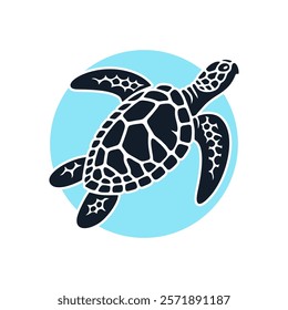 Sea turtle logo design vector illustration template simple icon in circle