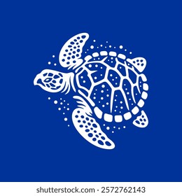 Sea turtle logo design vector illustration template simple sticker icon