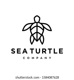 sea turtle logo icon design illustration in trendy minimal line outline style isolated on white background