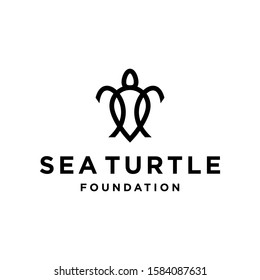 sea turtle logo icon design illustration in trendy minimal line outline style isolated on white background