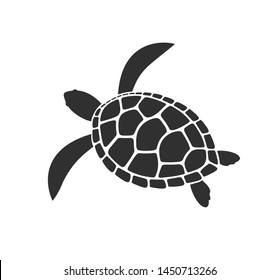 Sea turtle logo. Isolated turtle on white background. Reptile.  EPS 10. Vector illustration