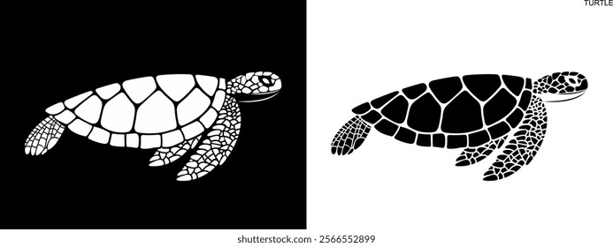 Sea turtle logo. Isolated turtle on white background. Reptile