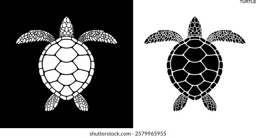 Sea turtle logo. Isolated turtle on white background. Reptile