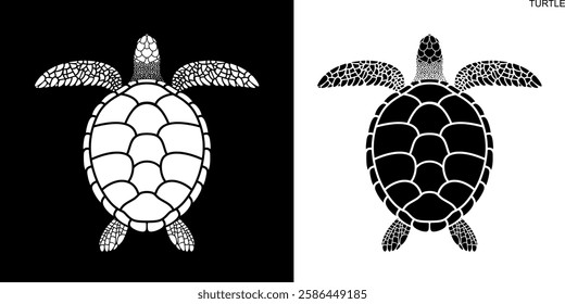 Sea turtle logo. Isolated turtle on white background. Reptile