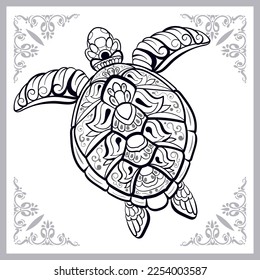 Sea turtle mandala arts isolated on white background