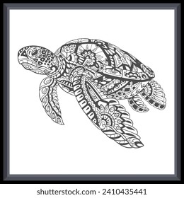 Sea turtle mandala arts isolated on white background. svg